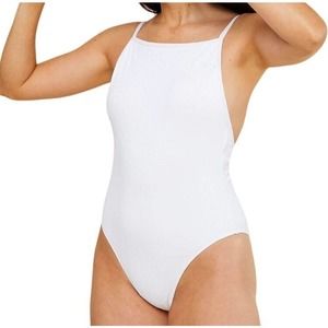 Andie Swim White Ribbed One Piece Swimsuit Paloma Bathing Suit